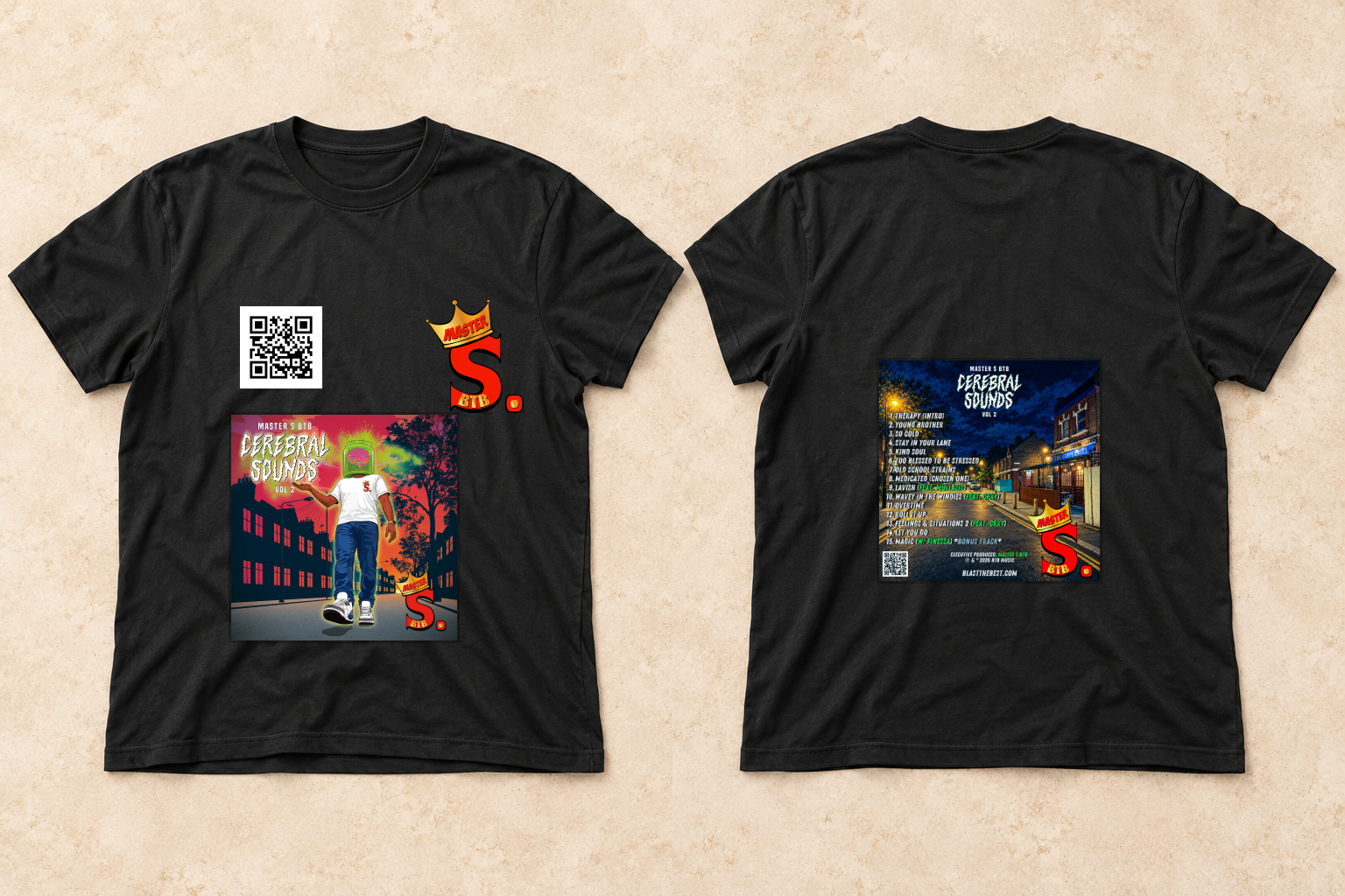 Cerebral Sounds Vol. 2 · Both covers T-shirt, front and back