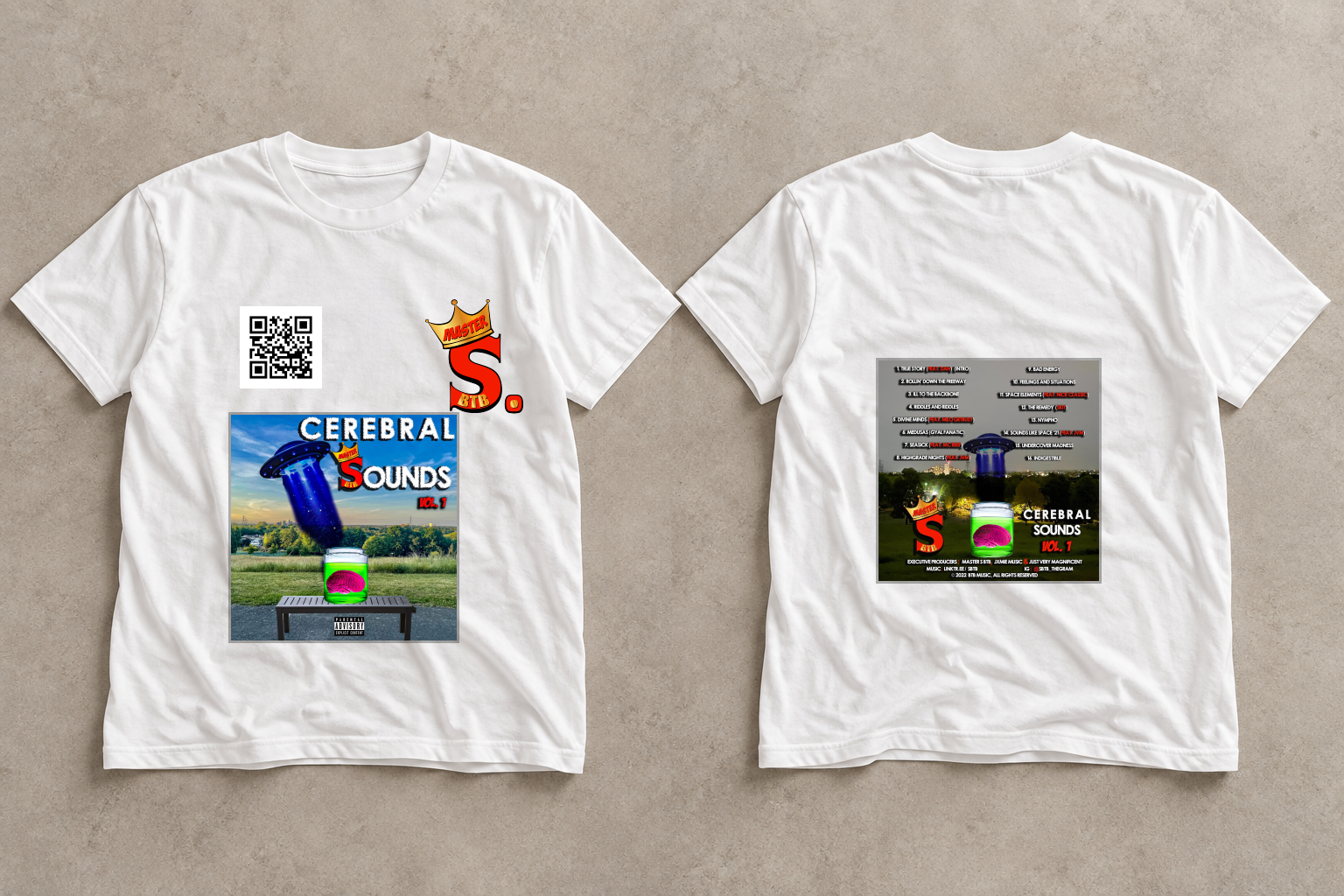 Cerebral Sounds Vol. 1 · Both covers T-shirt, front and back