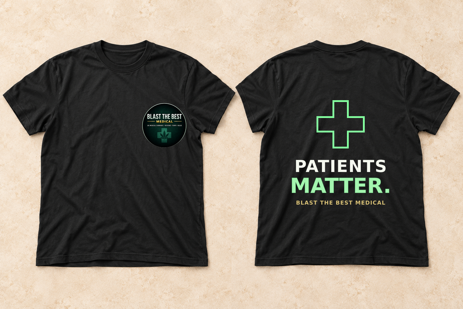 BTB Medical · Patients Matter T-shirt, front and back