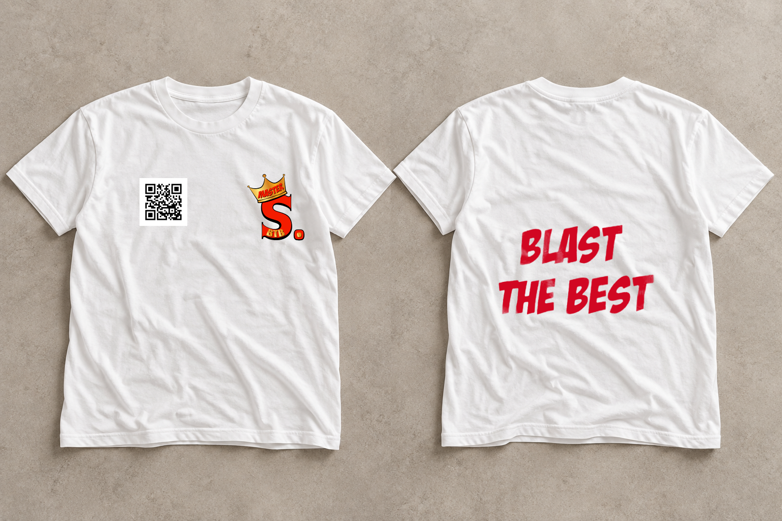 White · Blast The Best T-shirt, front and back